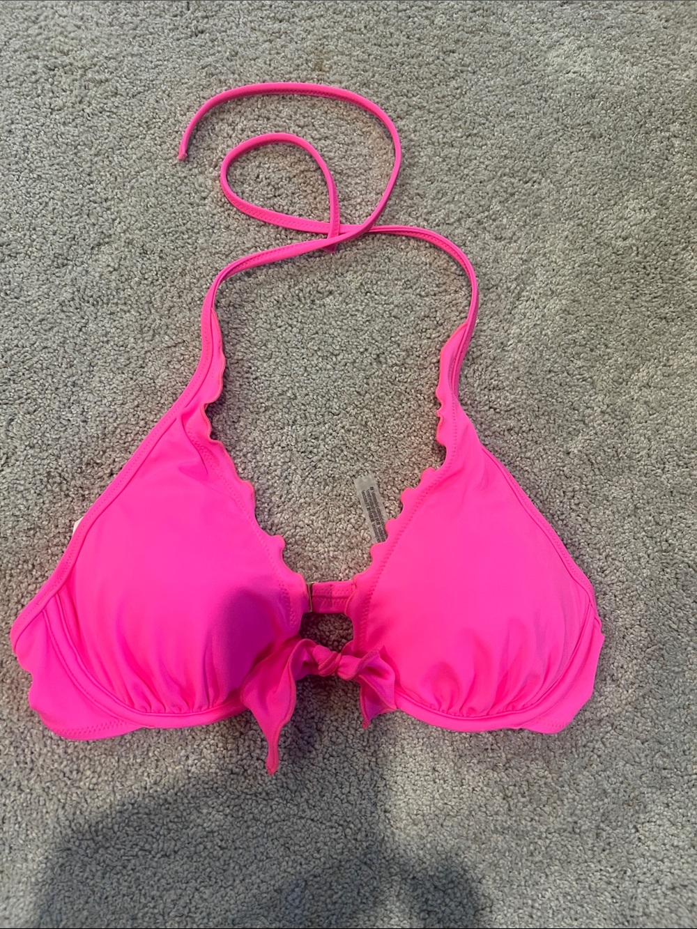 Victoria's Secret Hot Pink Ruffle-Trim Triangle Bikini Top